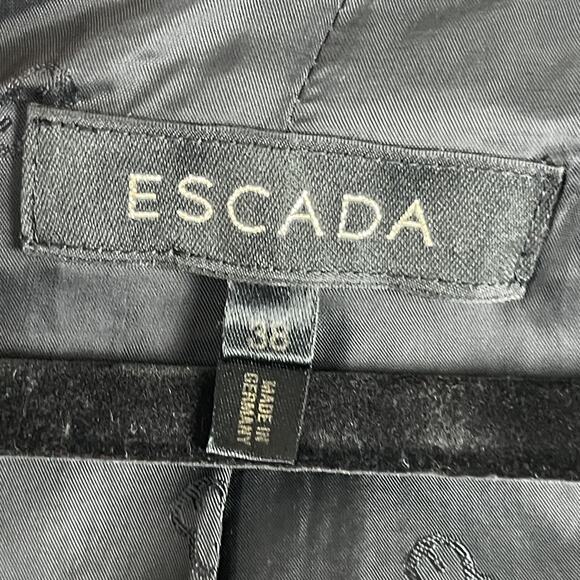 ESCADA Virgin Wool Blazer Jacket Womens 38 Black Bell Lace Trim Cropped Classic - Picture 11 of 15